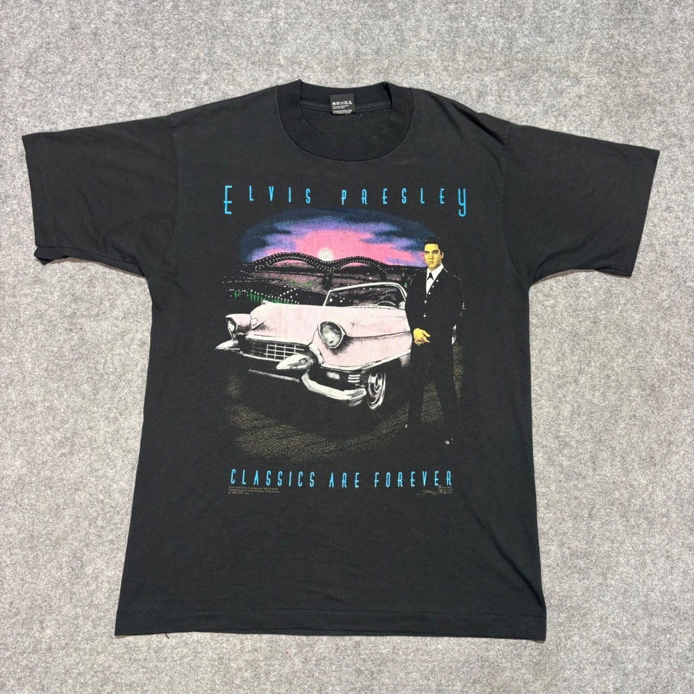 Vintage 1992 Elvis Presley Classics Are Forever T-Shirt Screen Stars Black L